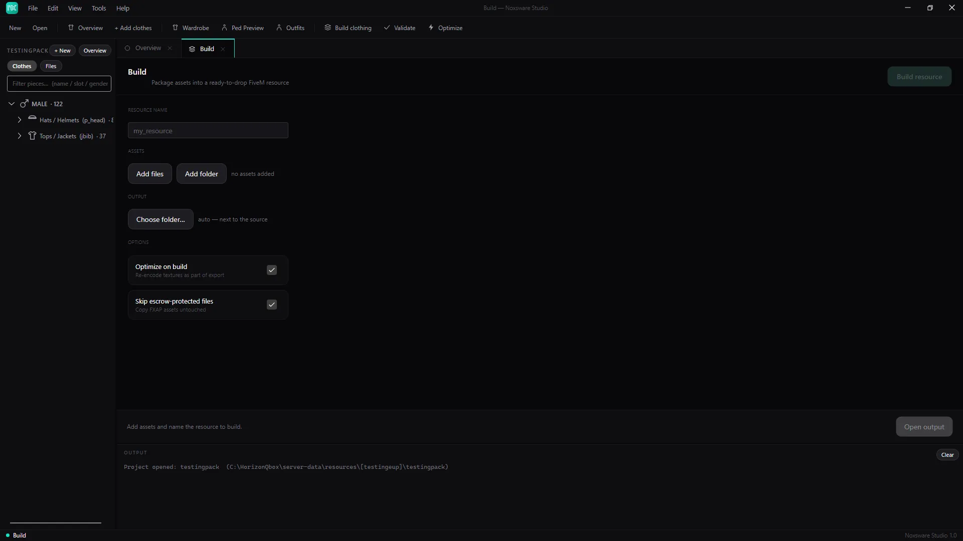 The Build page