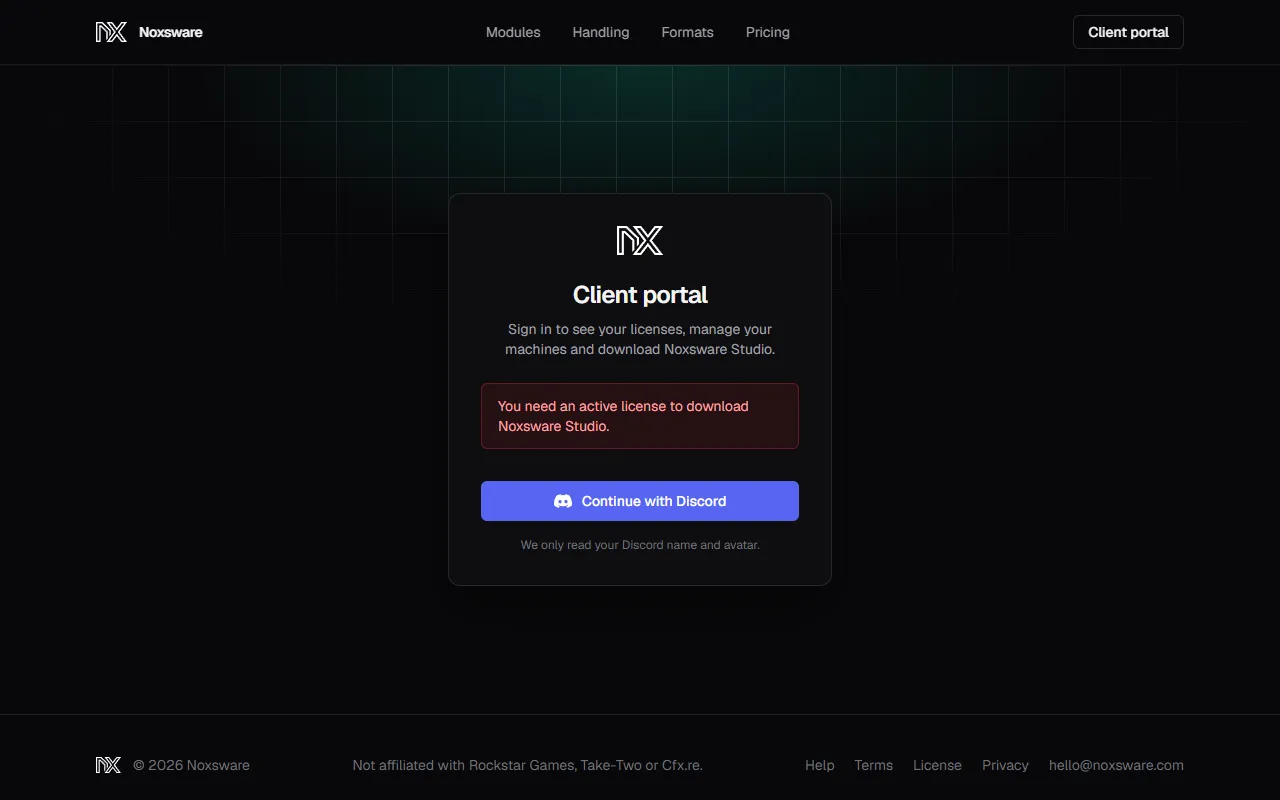 An error banner on the portal