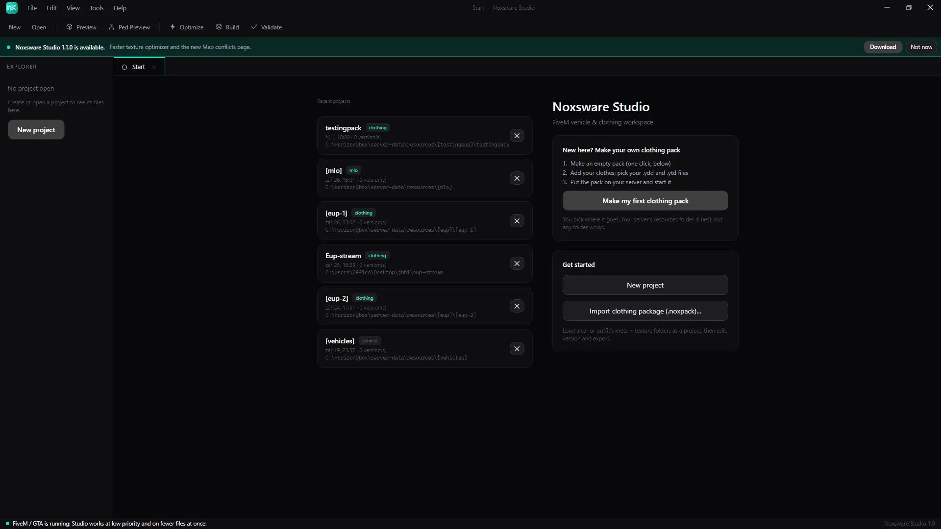 The update notice