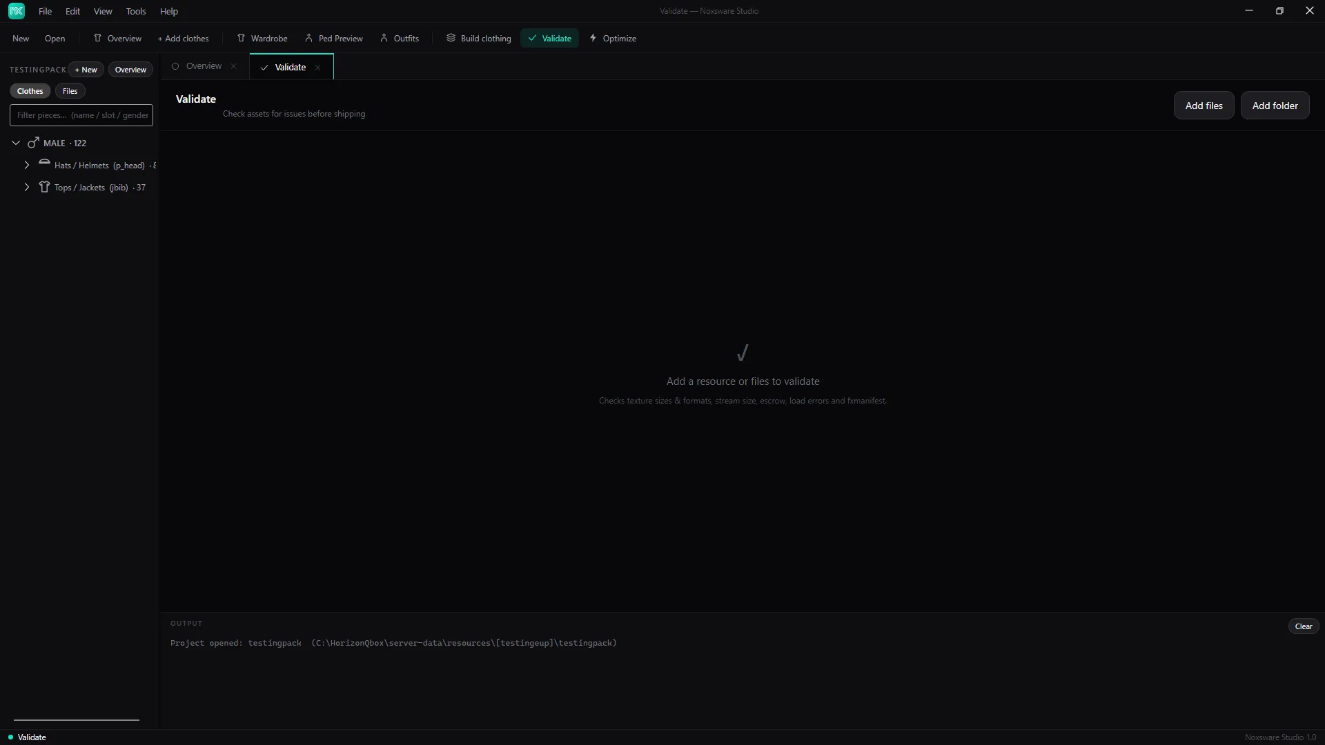 The Validate page